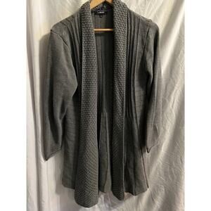 BOLD ELEMENTS Large Open Front Cardigan Side Slits Light Weight Heathered Gray